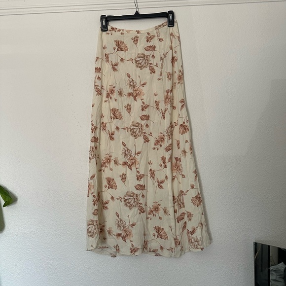 Rare Vintage Rampage Floral Cream and Pink Brown Women's Skirt Split Buttons - Picture 2 of 7